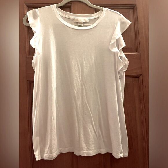 Michael Kors flutter sleeve top, white, women’s large - Picture 5 of 8
